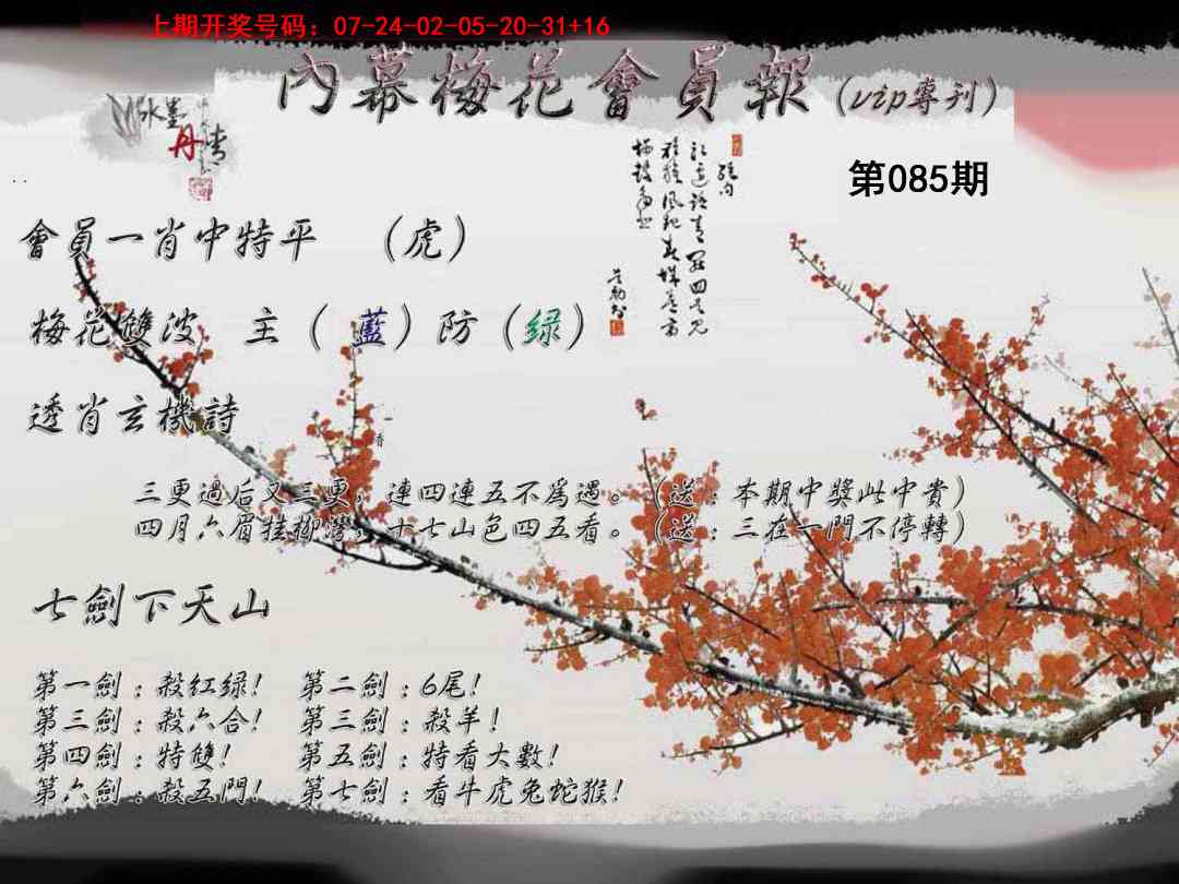 085期内幕梅花会员报[图]